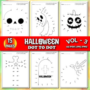 Halloween Dot To Dot For Kids Vol 3 | MasterBundles