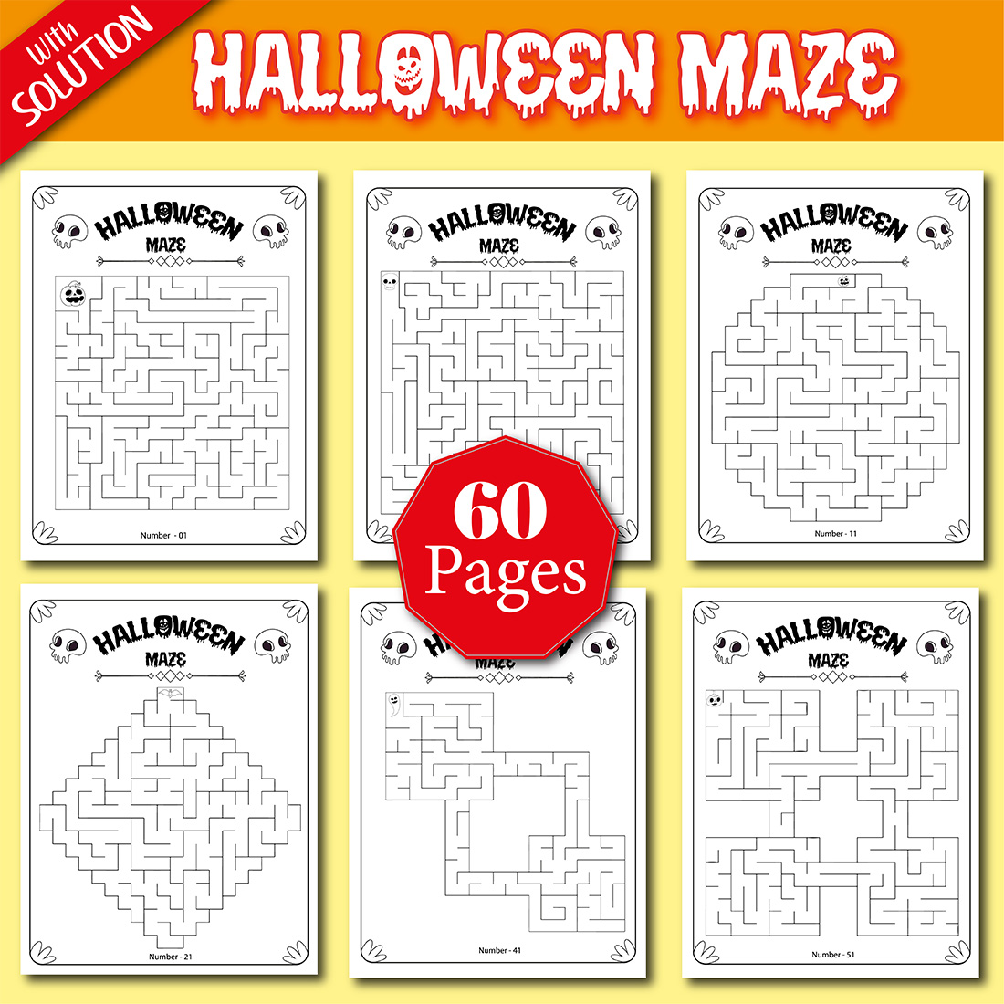 Halloween Mazes Activity Book For Kids Cover Image.