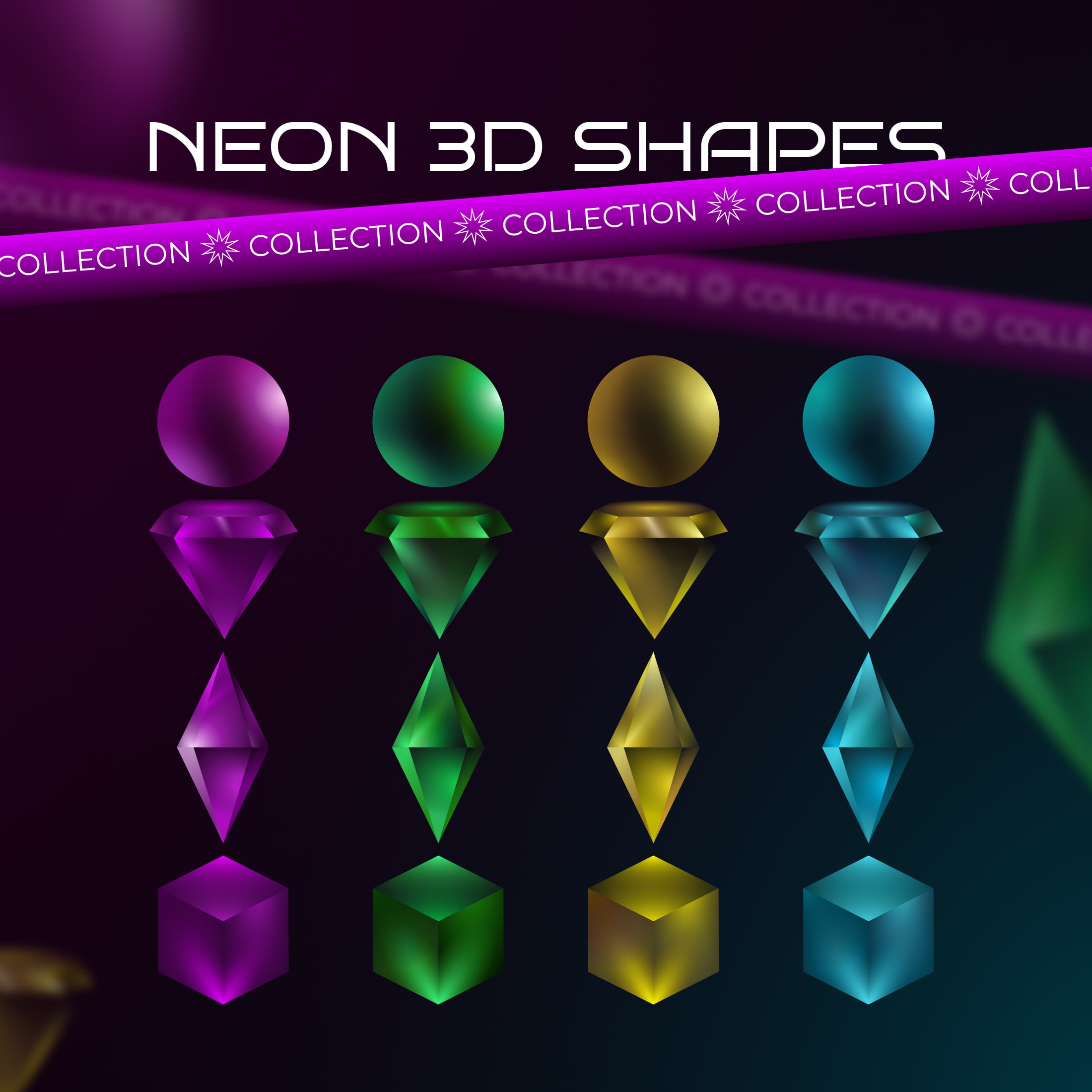 10+ Top 3D Neon Shapes cover image.
