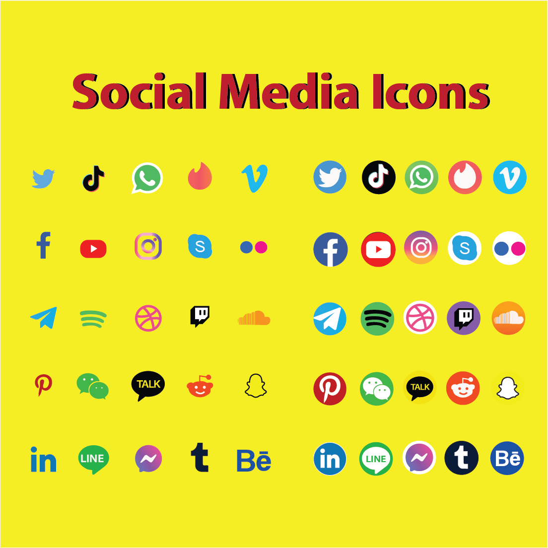 Set of 25 Social Media Icons preview image.
