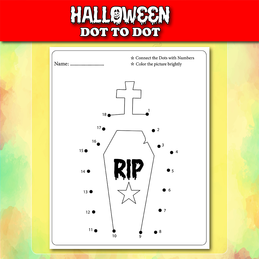 Halloween Dot To Dot For Kids Vol - 4, rip page.