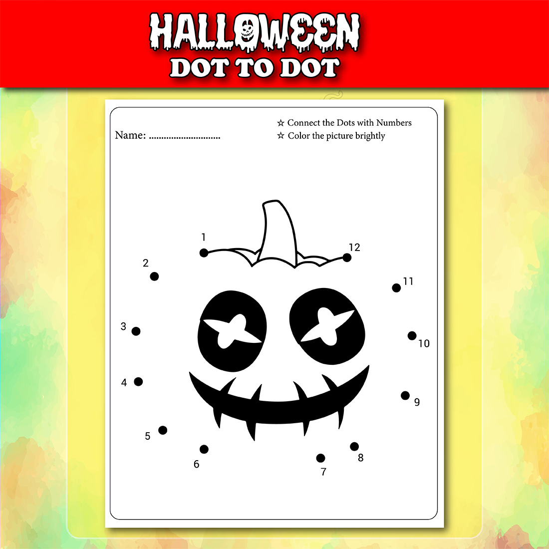 Halloween Dot To Dot For Kids Vol - 3, pumpkin page.