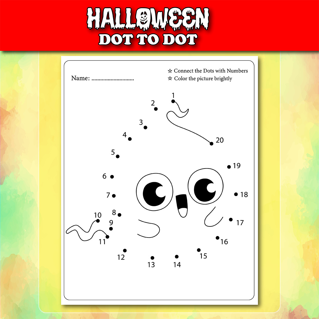 Halloween Dot To Dot For Kids Vol - 4, ghost page.