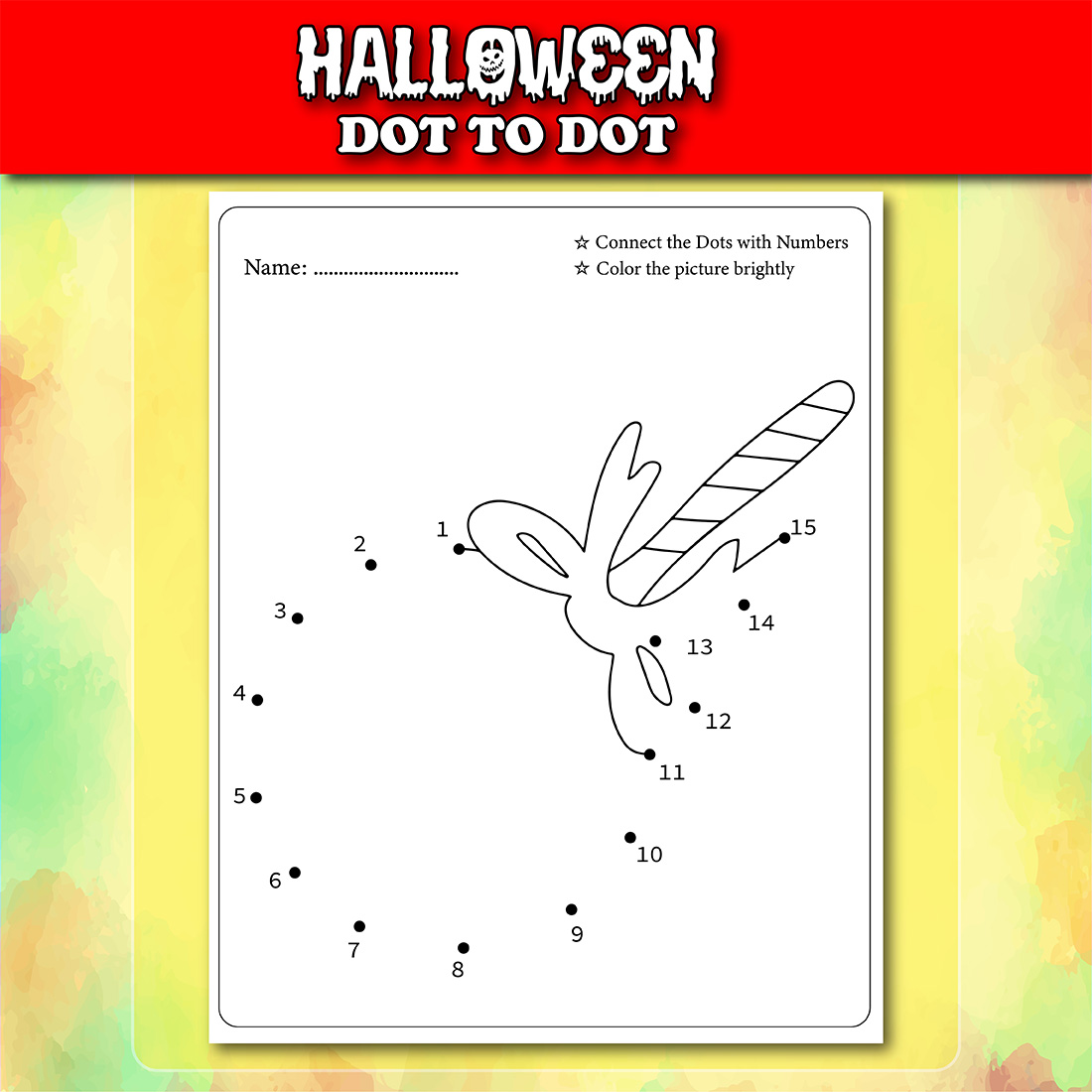 Halloween Dot To Dot For Kids Vol - 3, example of page.
