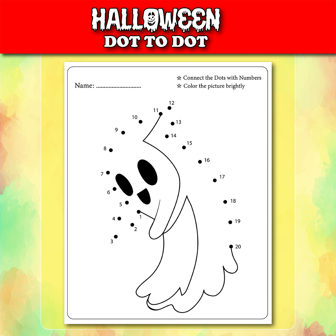 Halloween Dot To Dot For Kids Vol - 3, ghost page.