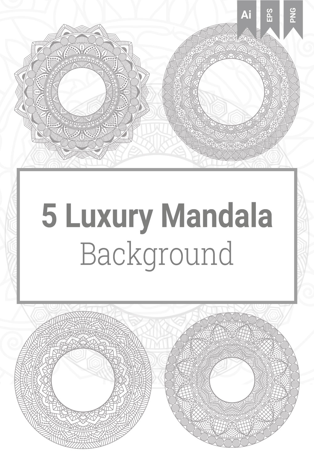 5 Luxury Mandala Background Bundle pinterest image.