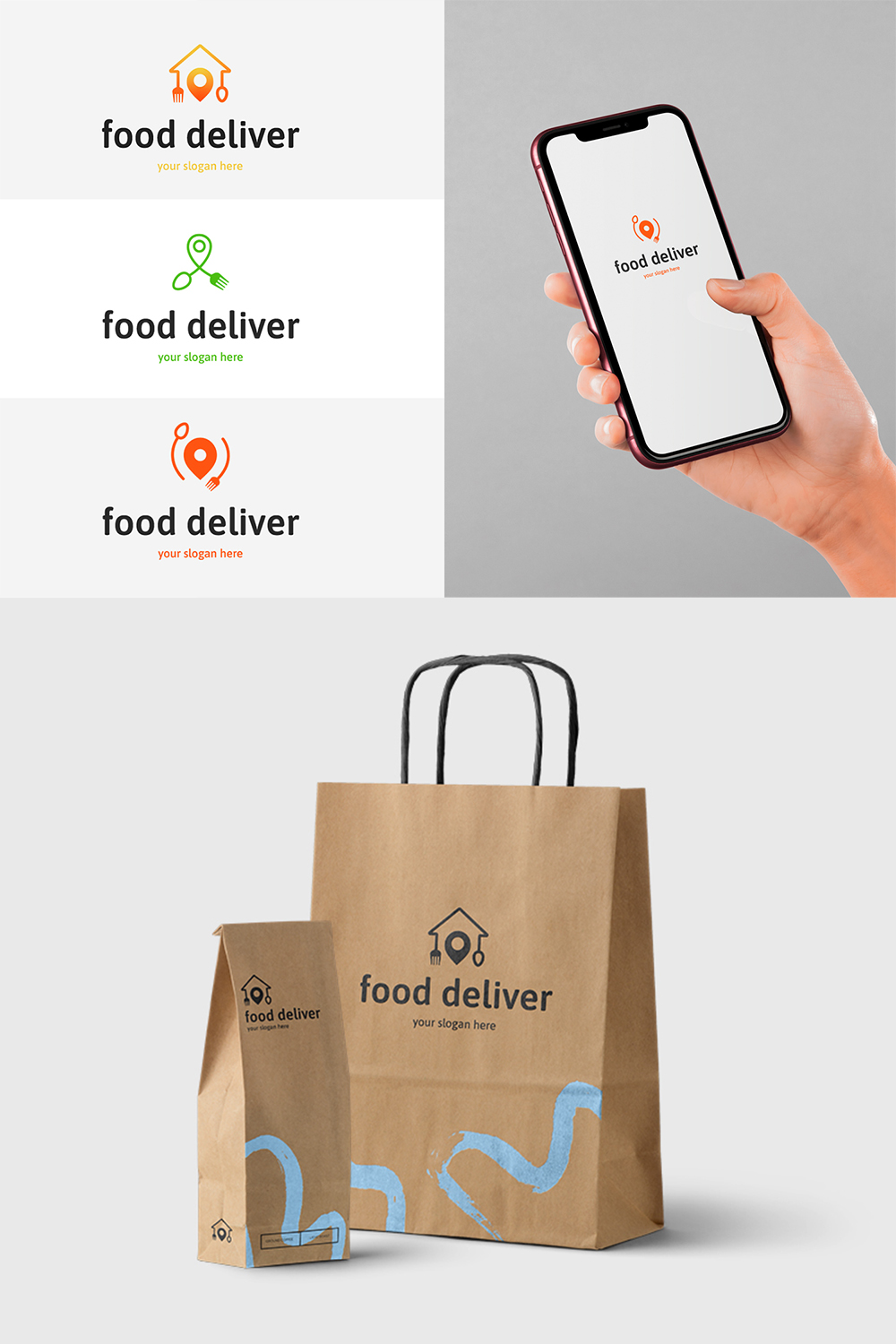 3 Food Delivery Logos Pinterest Image.