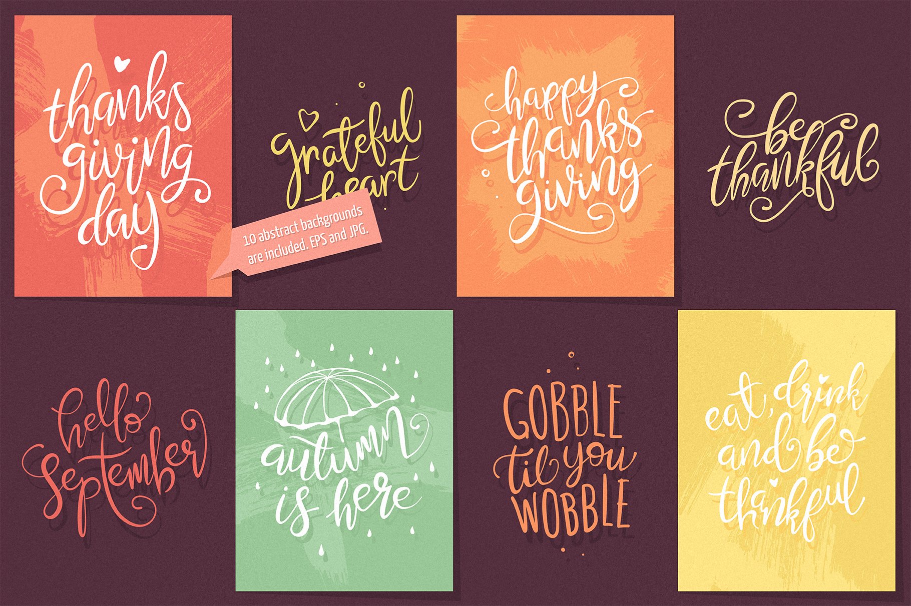 Pastel patterns with thanksgiving quotes.