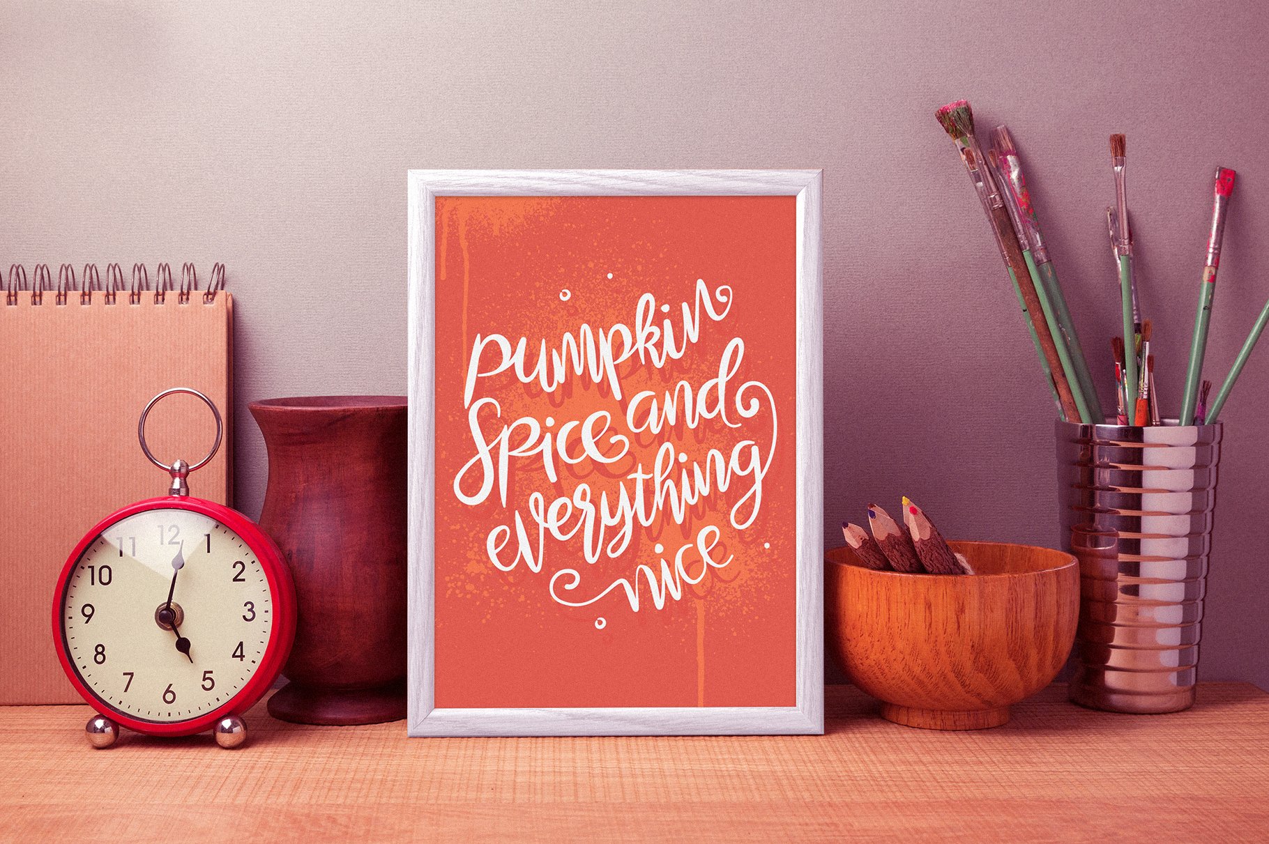 Orange poster with thanksgiving lettering.