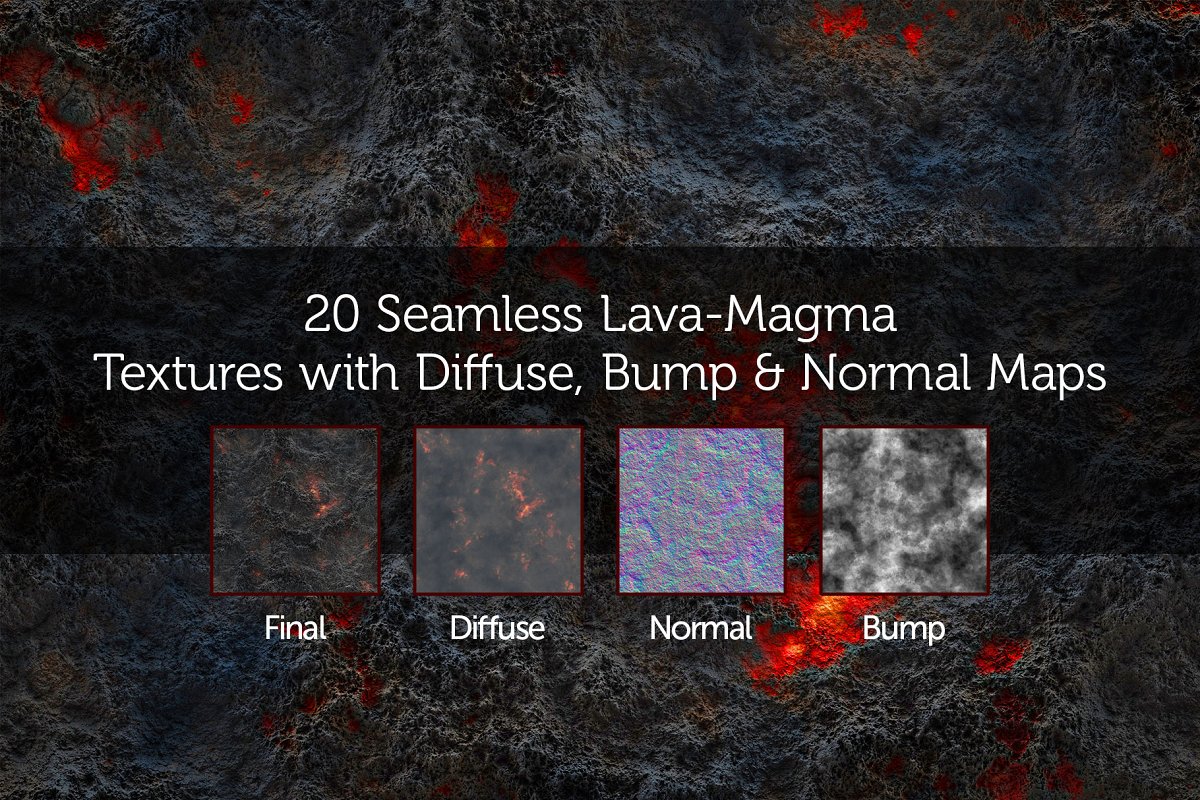 Cover image of 20 Seamless Lava Textures.