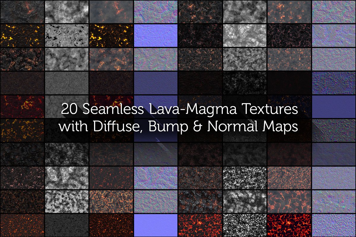 Diversity of lava seamless textures.
