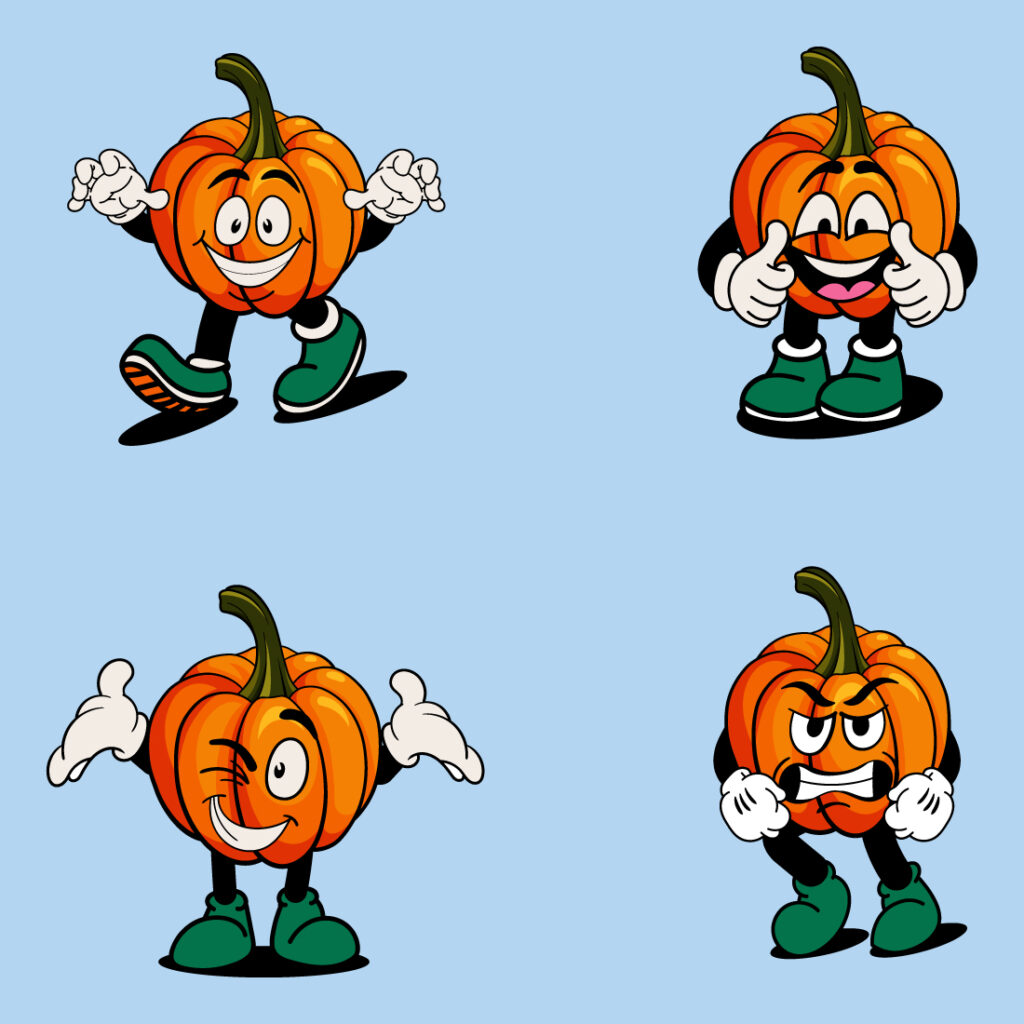 4 Cute Cartoon Pumpkin Characters - MasterBundles