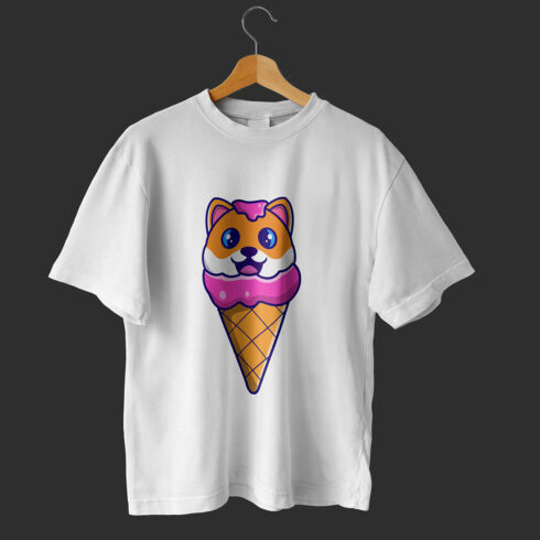 Dog Cute on Ice Cream T-Shirt cover image.