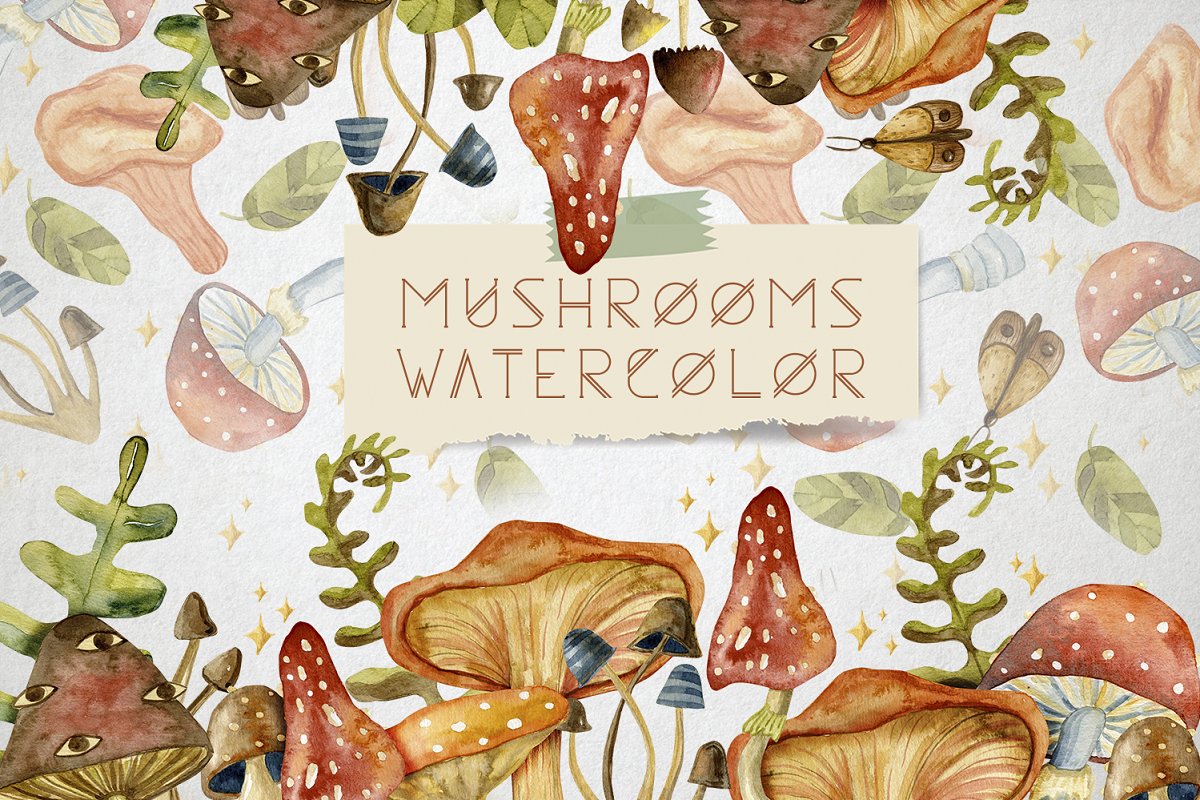 Cover image of Watercolor Mushrooms.