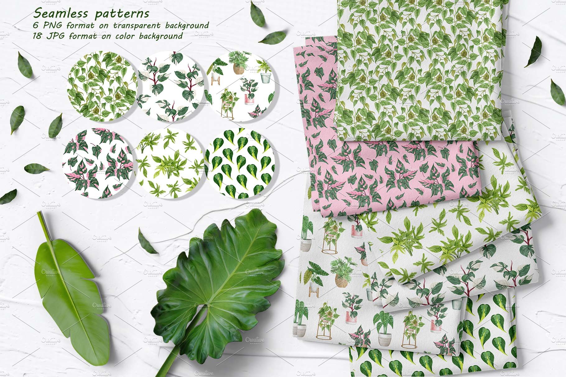 Plants patterns set.