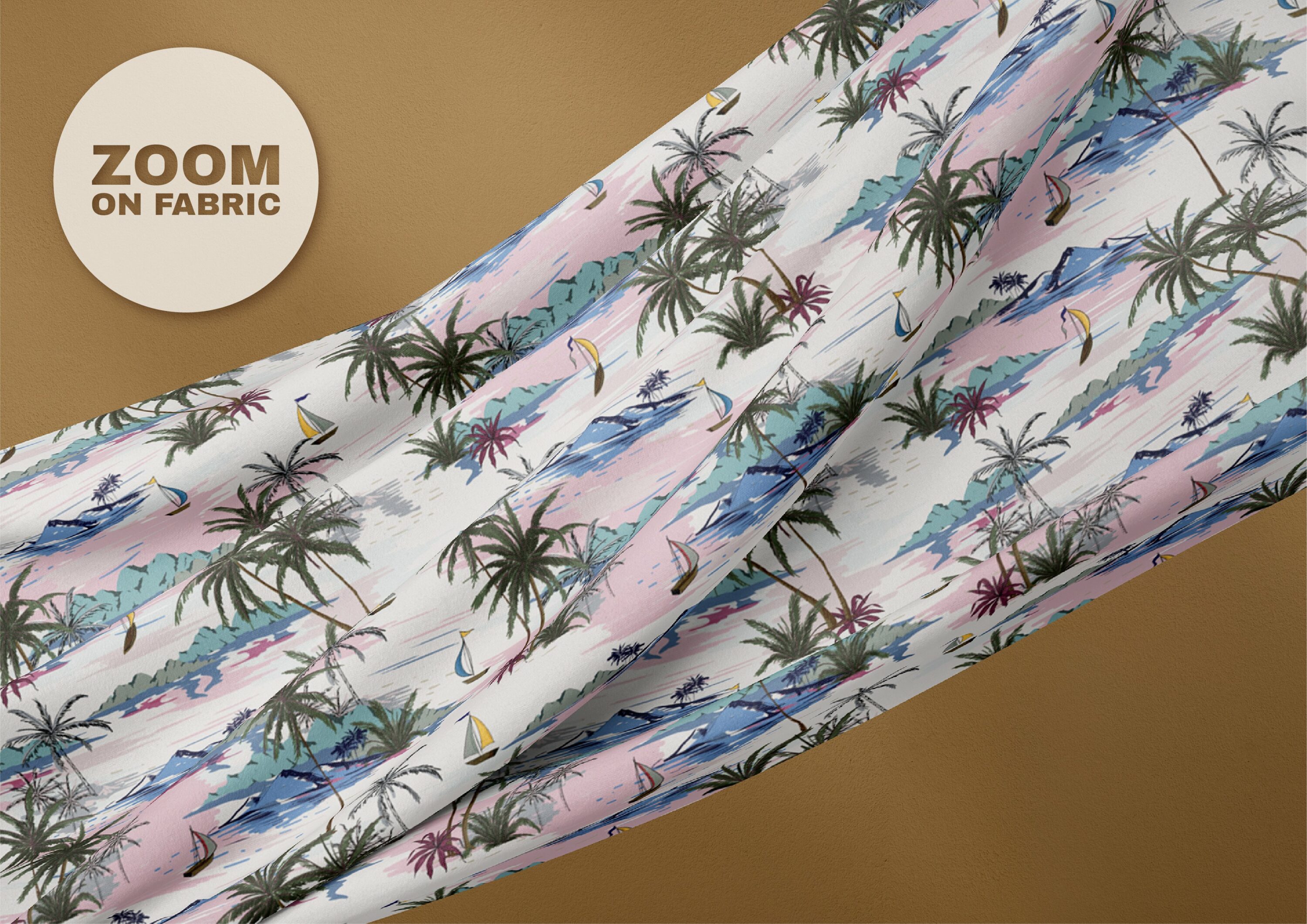Pastel multicolor fabric with nice palms.