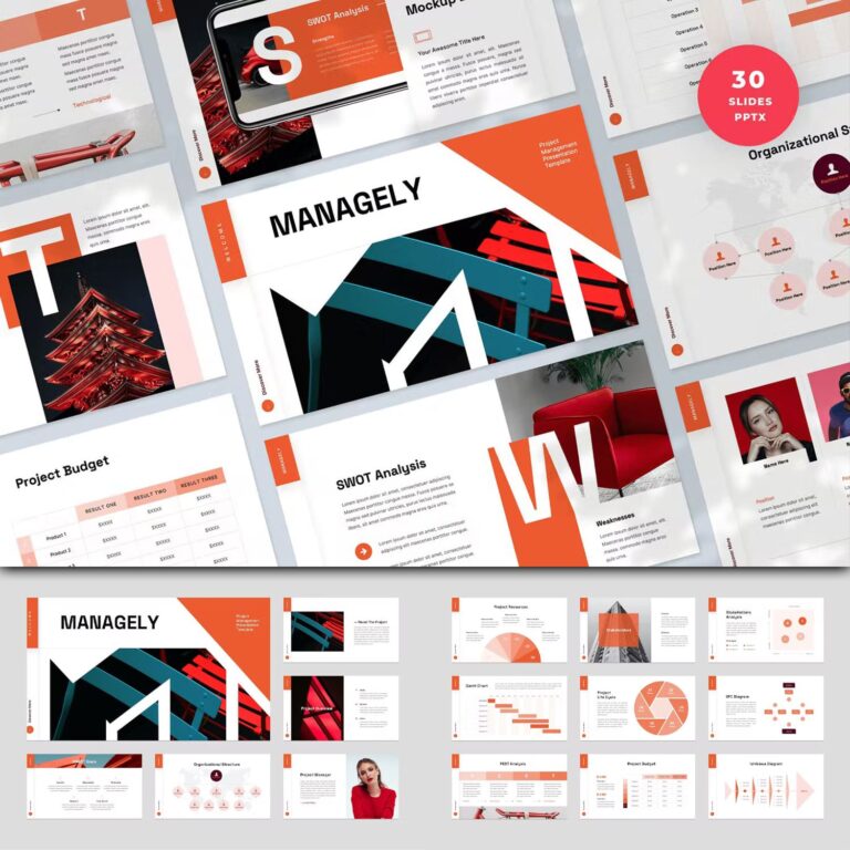 Project Management PowerPoint Template 30 Slides – MasterBundles