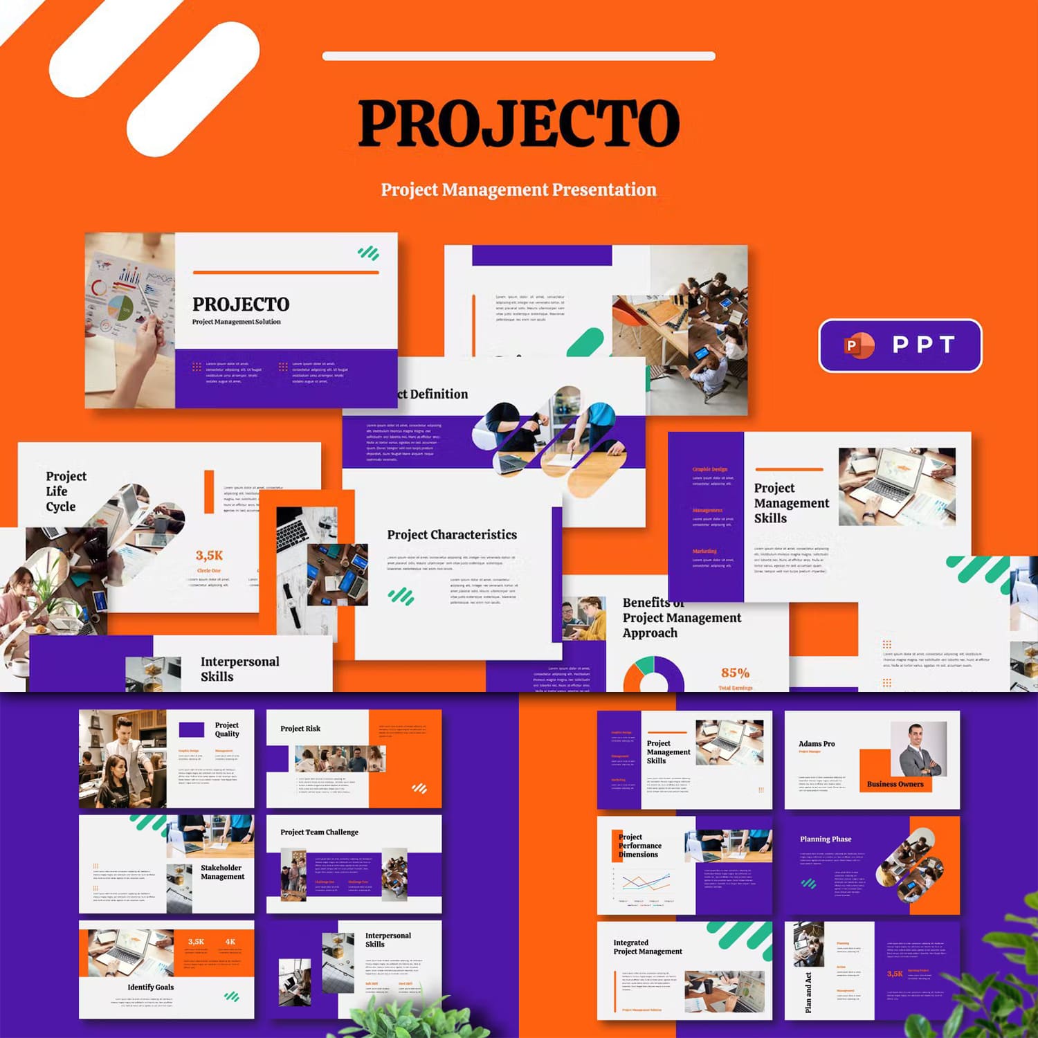 Projecto project management powerpoint template - main image preview.