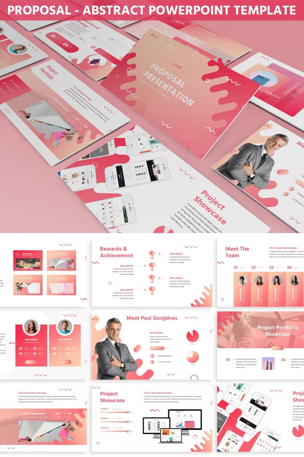 Proposal abstract powerpoint template - pinterest image preview.