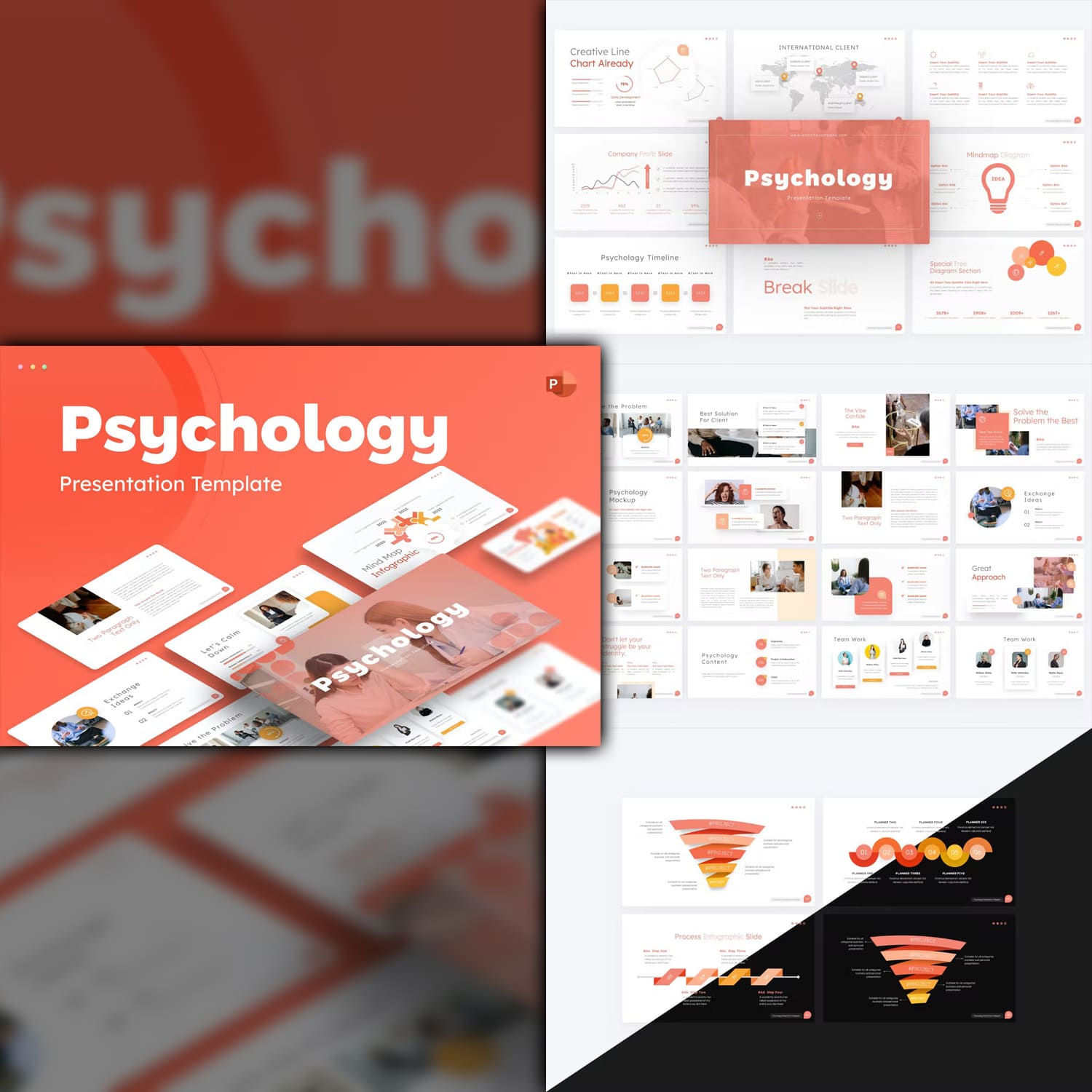Psychology professional powerpoint template from RRgraph.