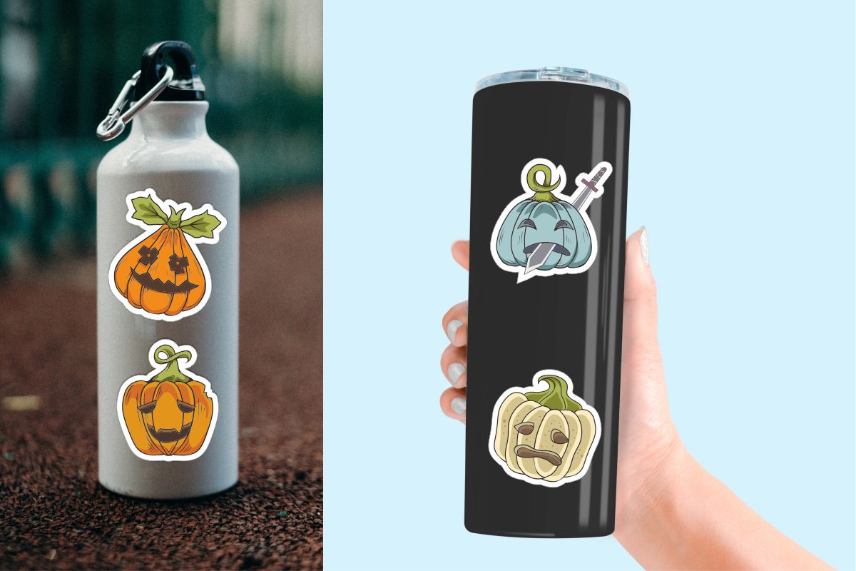Halloween Pumpkin Character Stickers for your design.