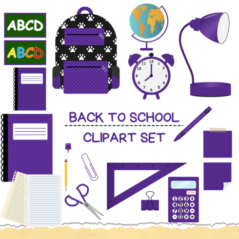 Purple Back To School Clipart Set cover image.