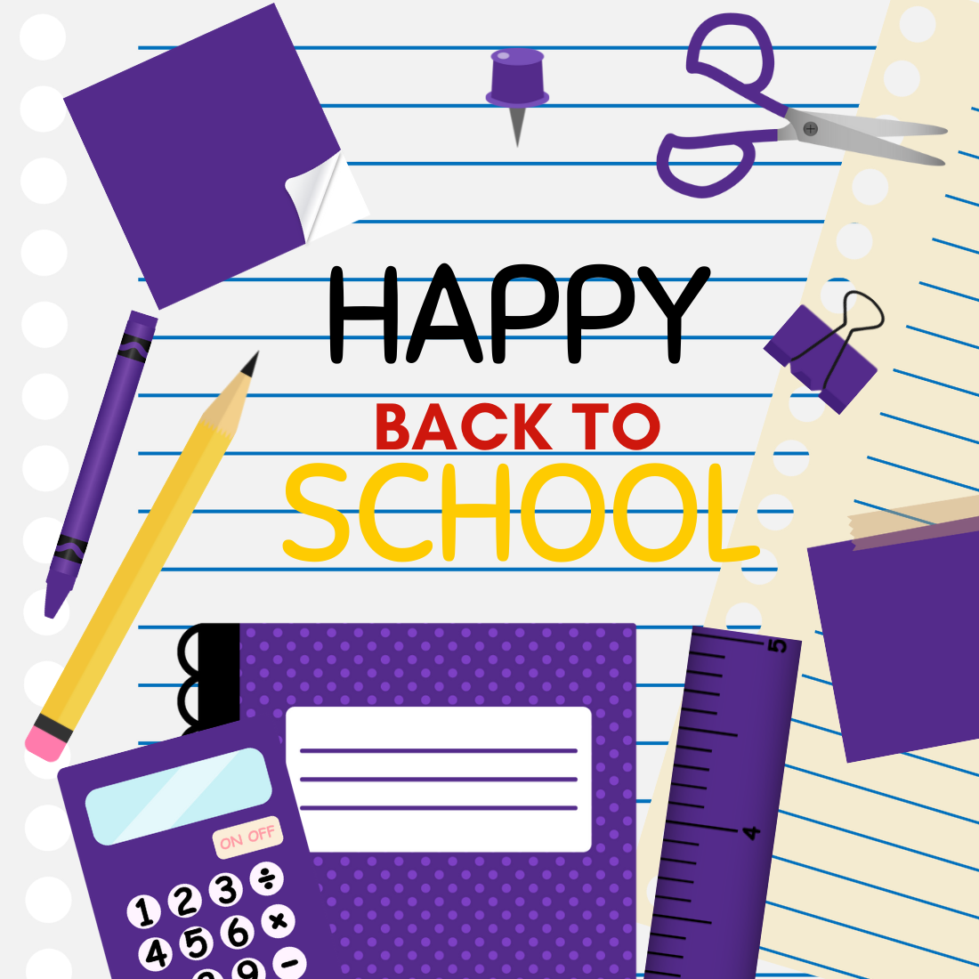 Purple Back To School Clipart Set preview image.