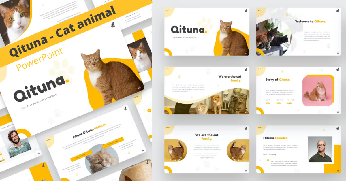 Powerpoint Cat Stickers Qituna - Cat Animal PowerPoint Template – MasterBundles