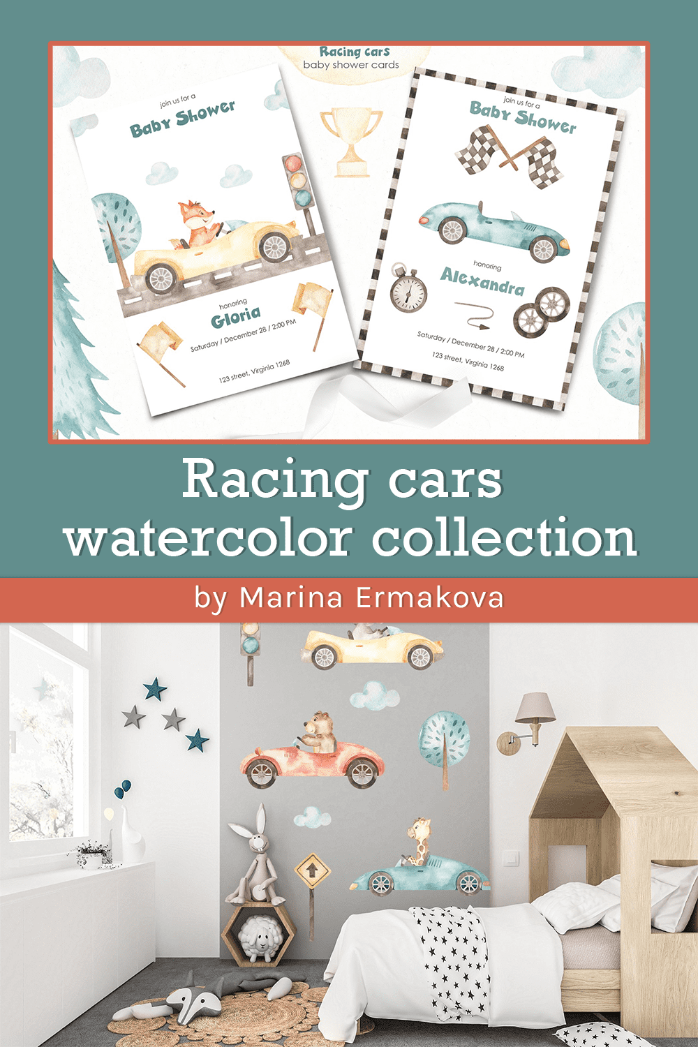 racing cars watercolor collection pinterest
