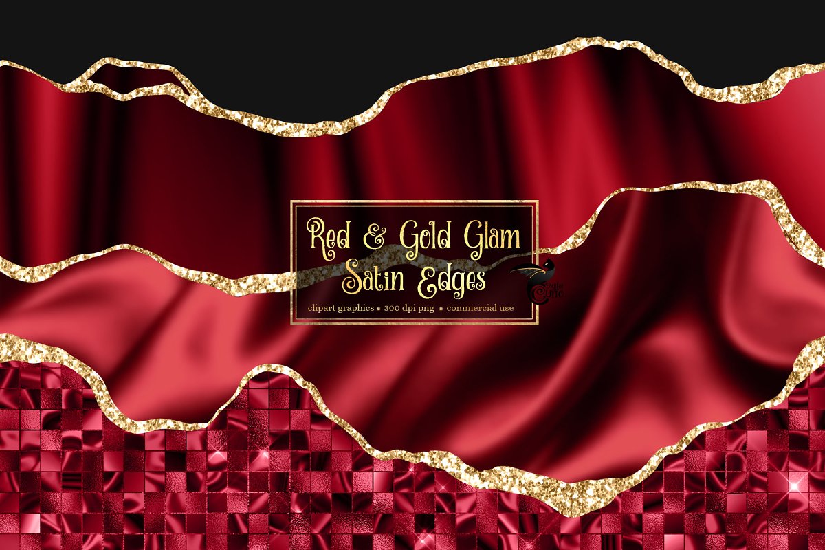 Cover image of Red and Gold Glam Satin Edges.