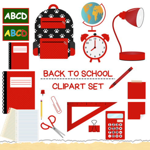 Red Back To School Clipart Set cover image.