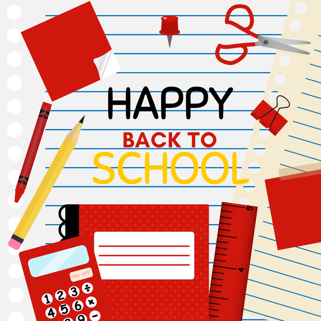 Red Back To School Clipart Set preview image.