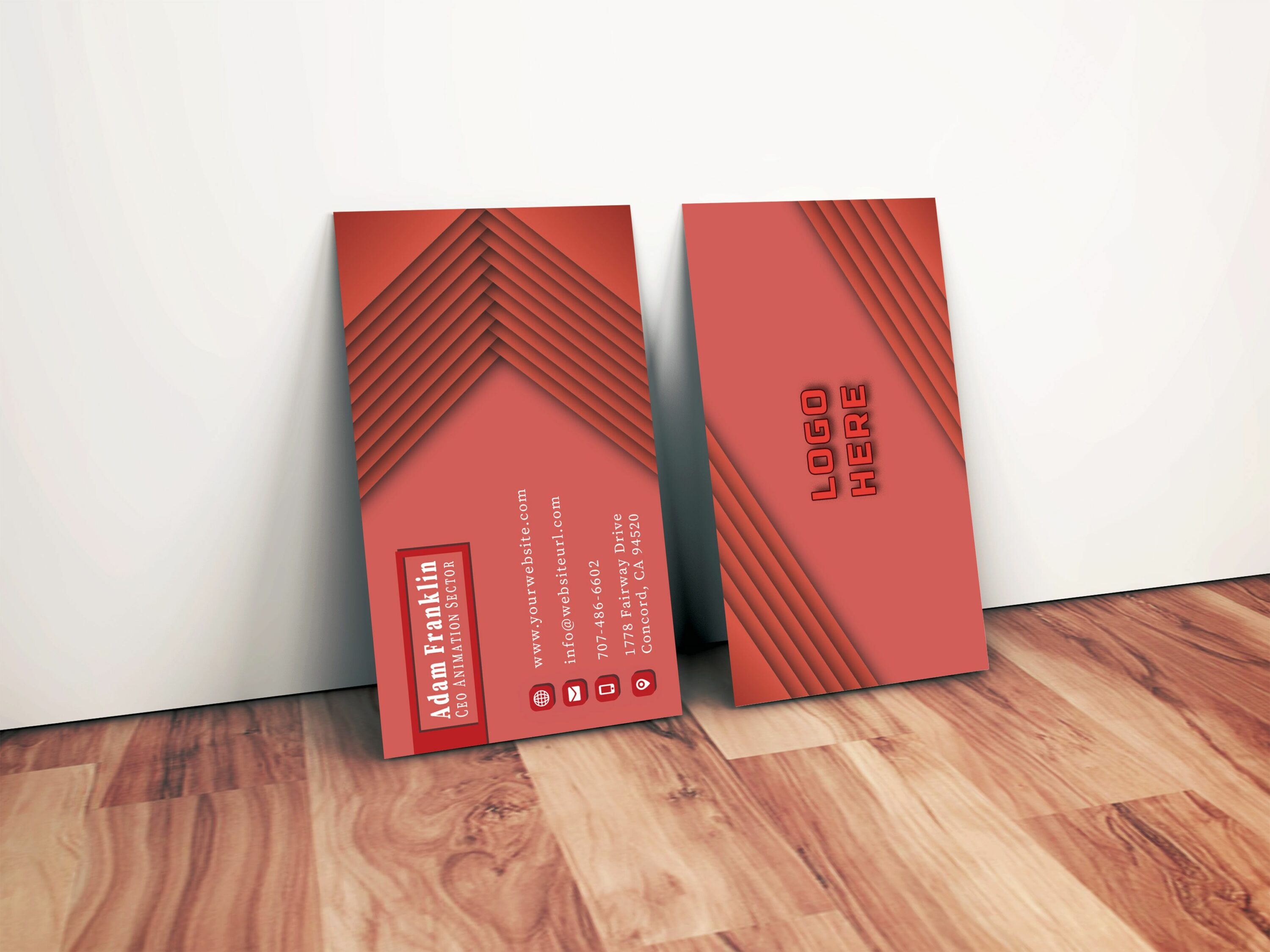 Creative Envelope 6 Business Cards Pack Red Style.
