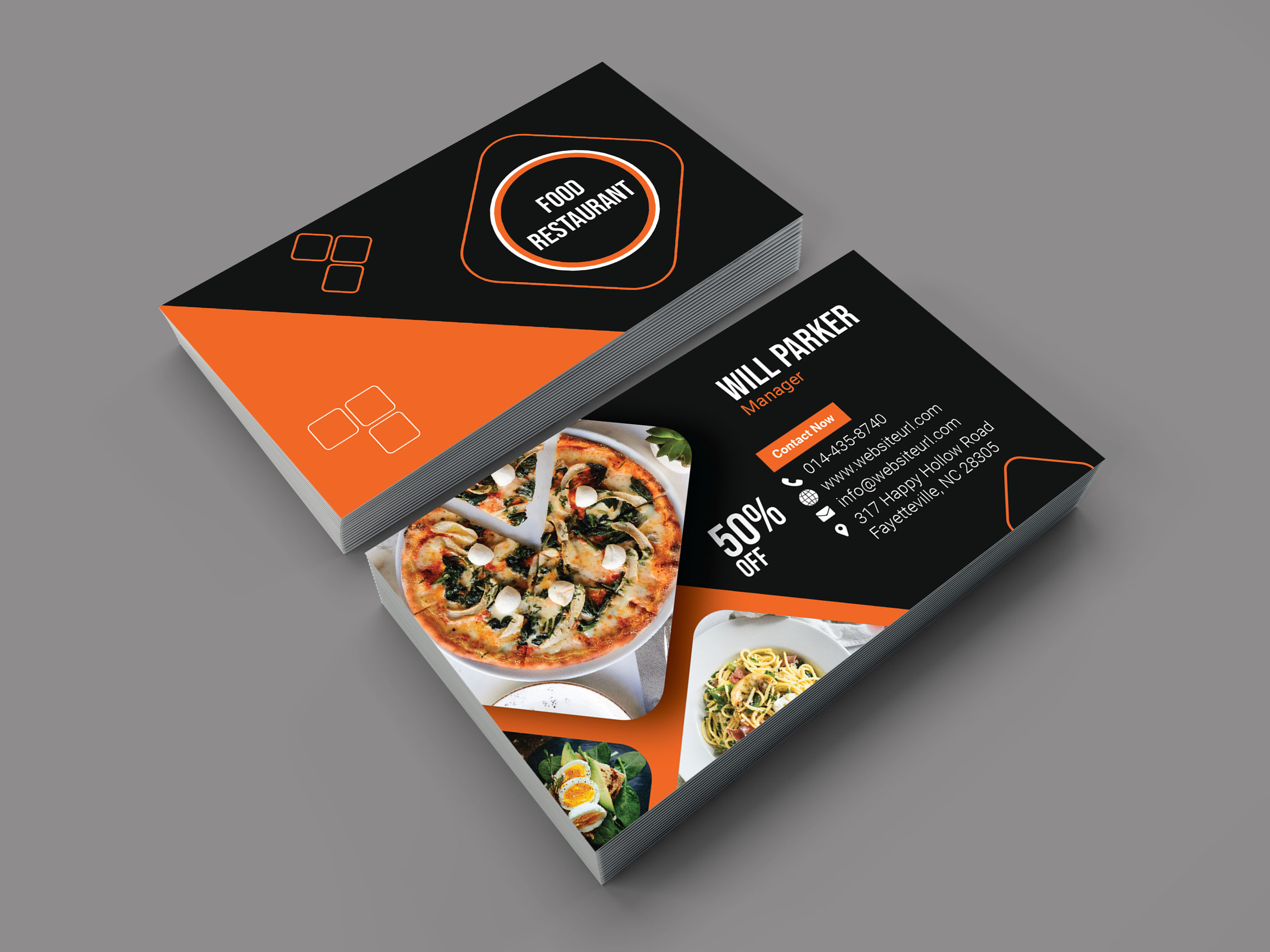 Restaurant Business Card Template Front And Back.