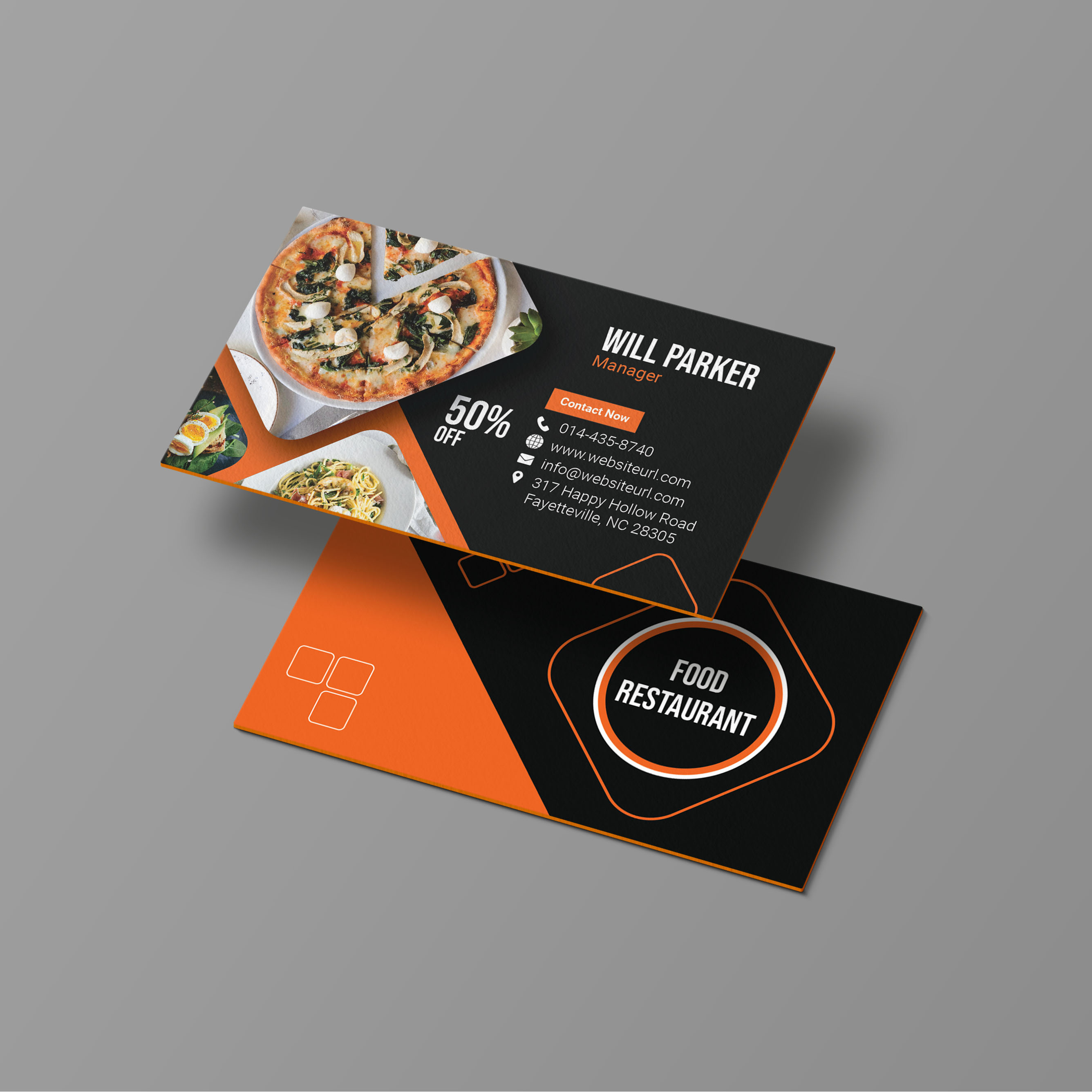 Restaurant Business Card Template Preview Image.