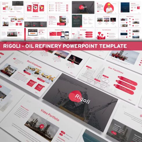 Rigoli oil refinery powerpoint template - main image preview.