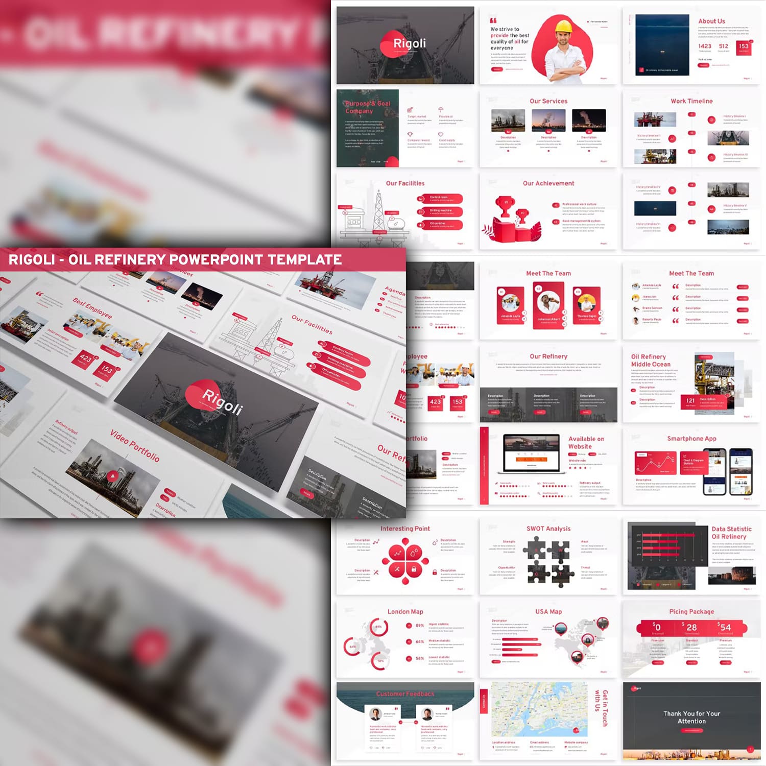 Rigoli oil refinery powerpoint template from SlideFactory.