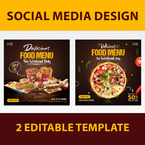 2 Food Design Templates For Social Media Post cover image.