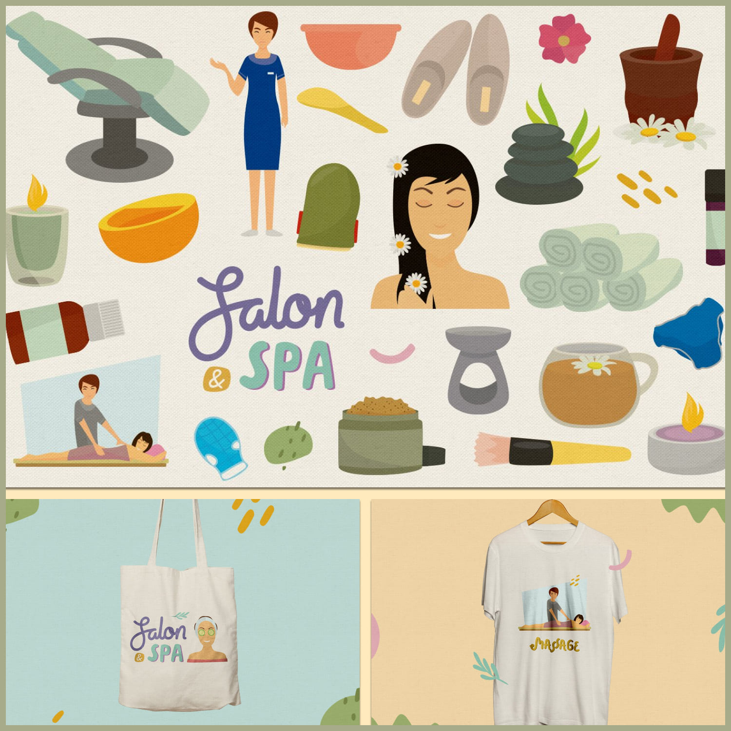 Salon spa vector clipart and seamless patterns created by plusstore.