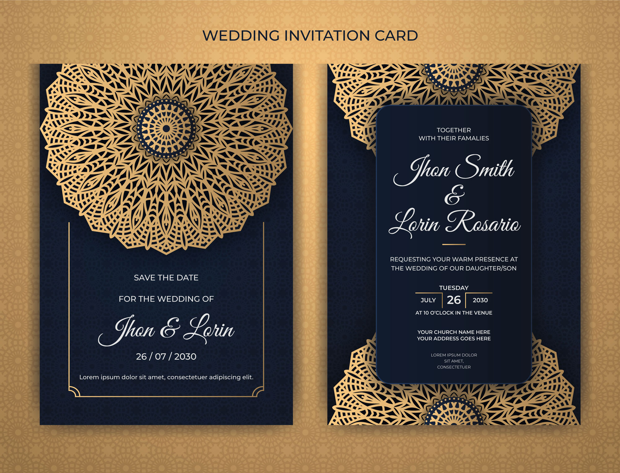 4 In One Luxury Wedding Invitation Card Design Only In $7