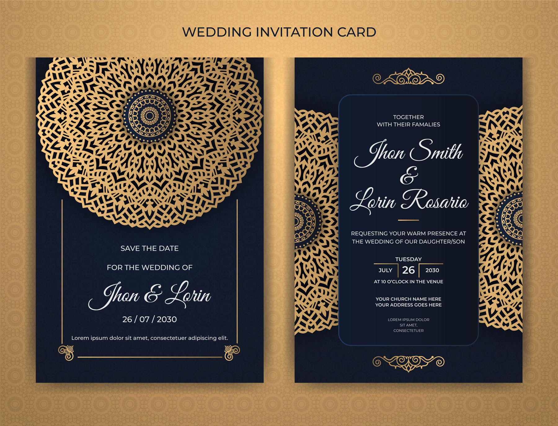 4 In One Luxury Wedding Invitation Card Design for your wedding.