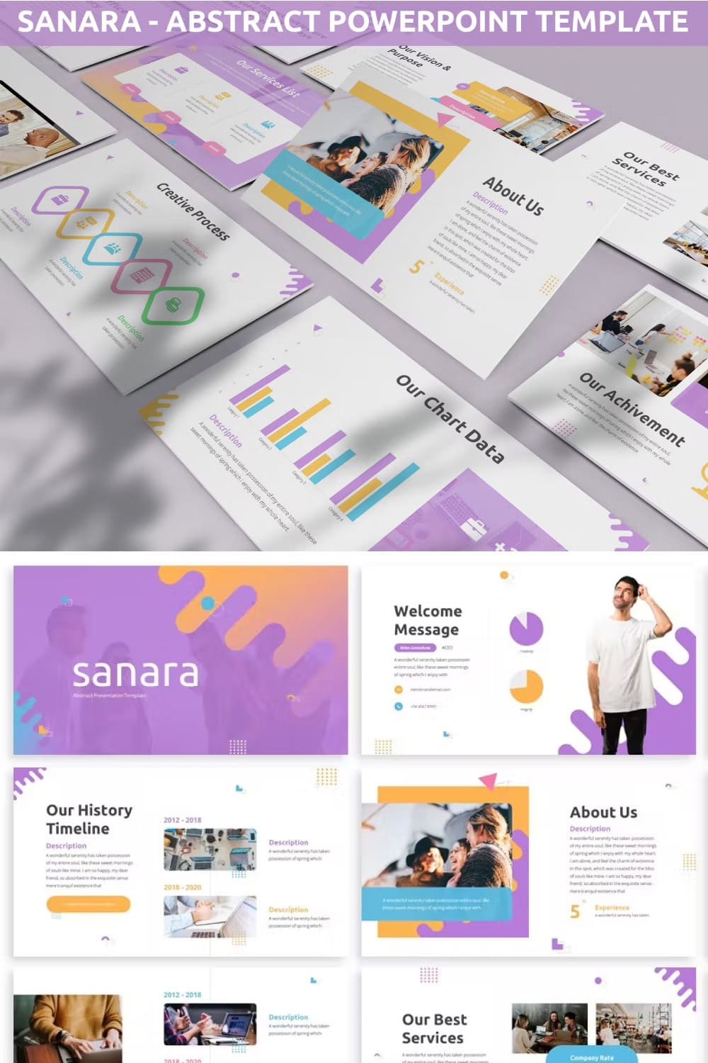 Sanara abstract powerpoint template - pinterest image preview.