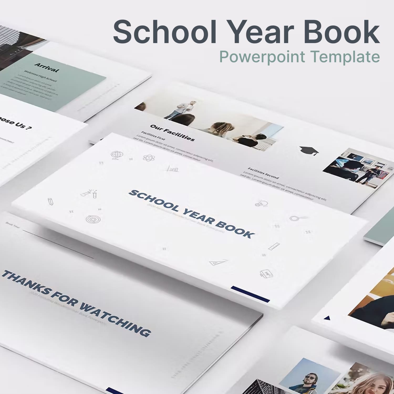 School year book powerpoint template - main image preview.