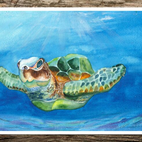 Sea Turtles. Watercolor Landscapes Clipart | Master Bundles