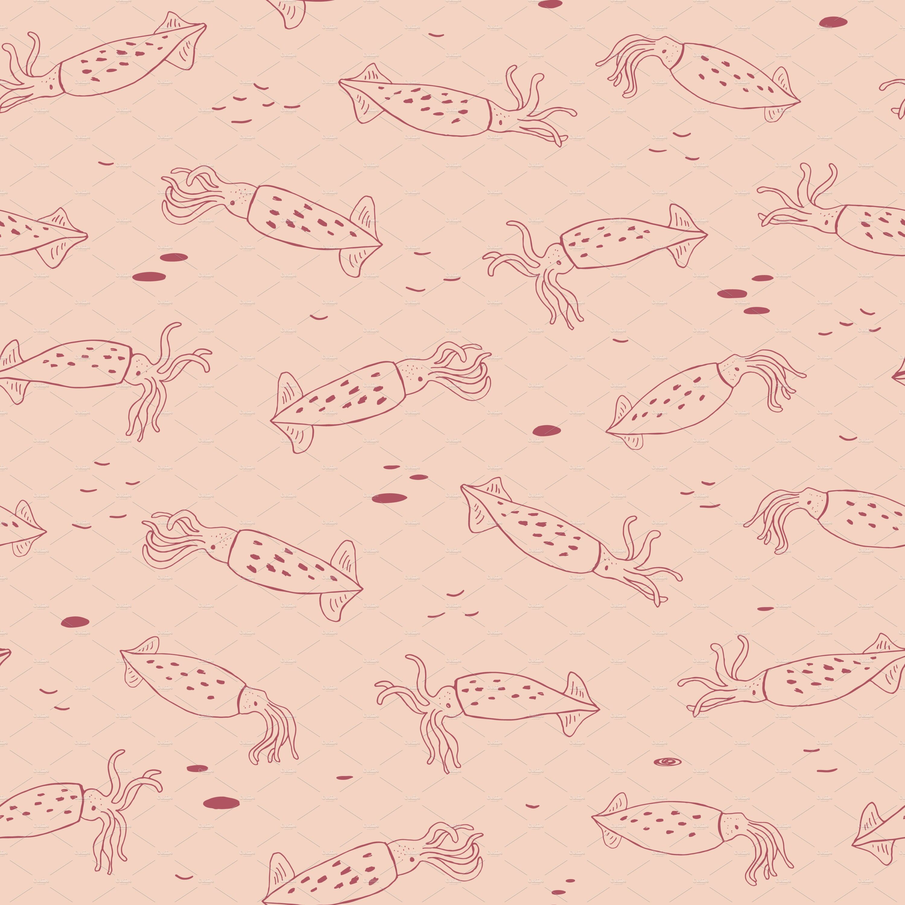 Light peach background with outline shrimps.