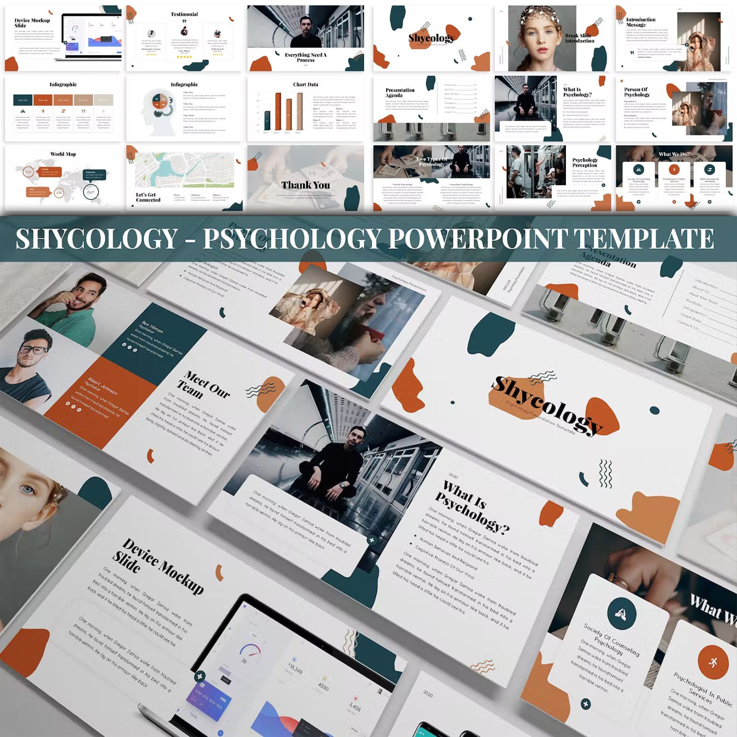Shycology psychology powerpoint template - main image preview.