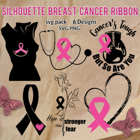 silhouette breast cancer ribbon svg.