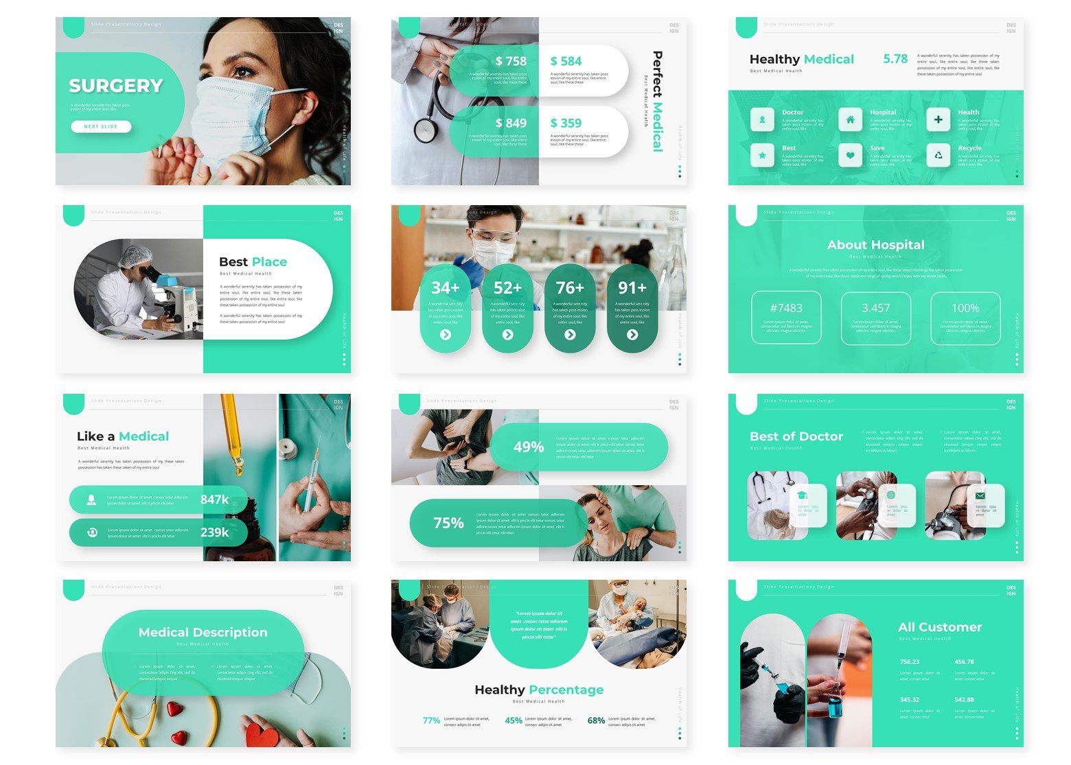 So bright turquoise template for medical topics.