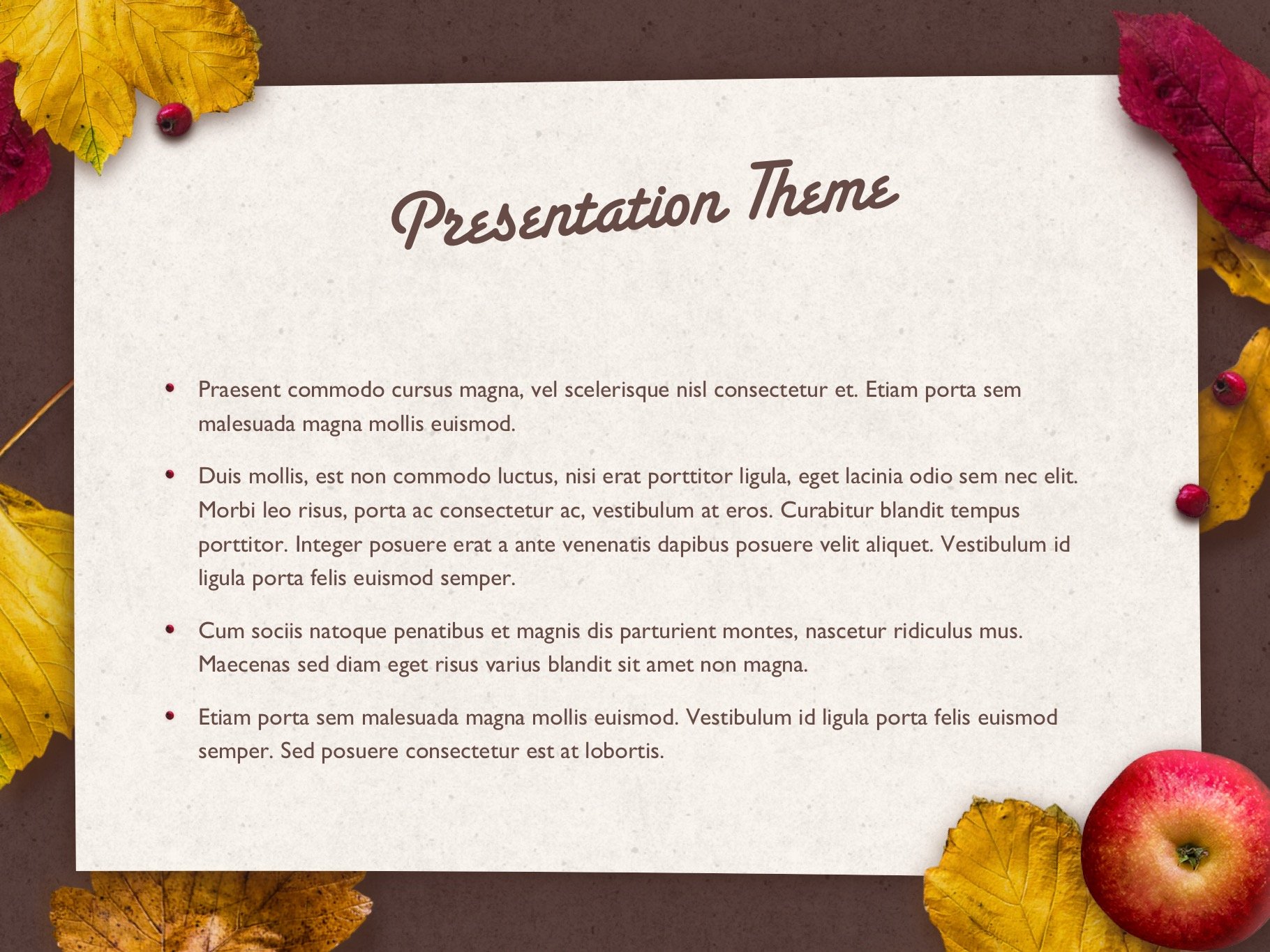The main fall elements for autumn presentation.