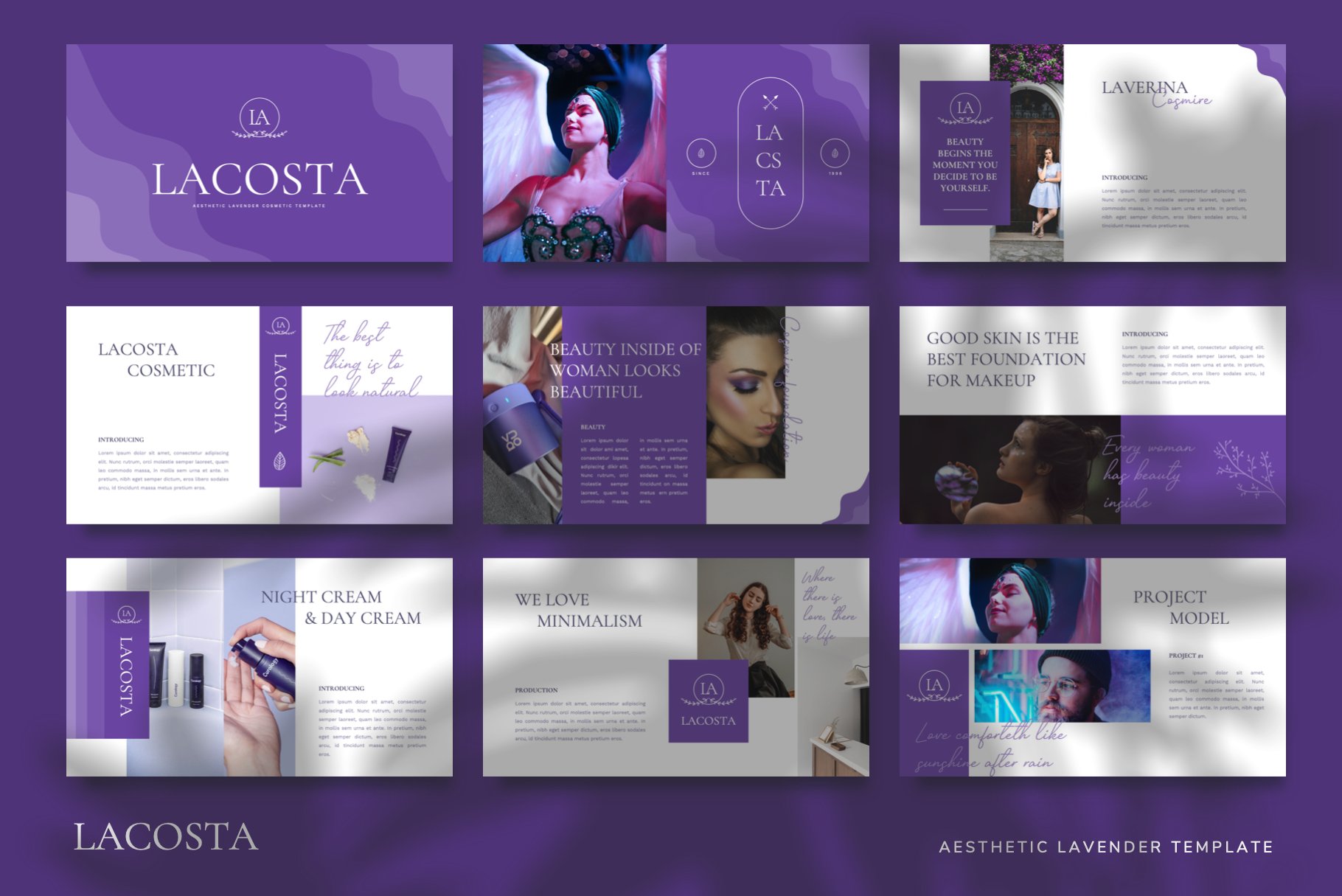 Dark purple template for modern presentations.